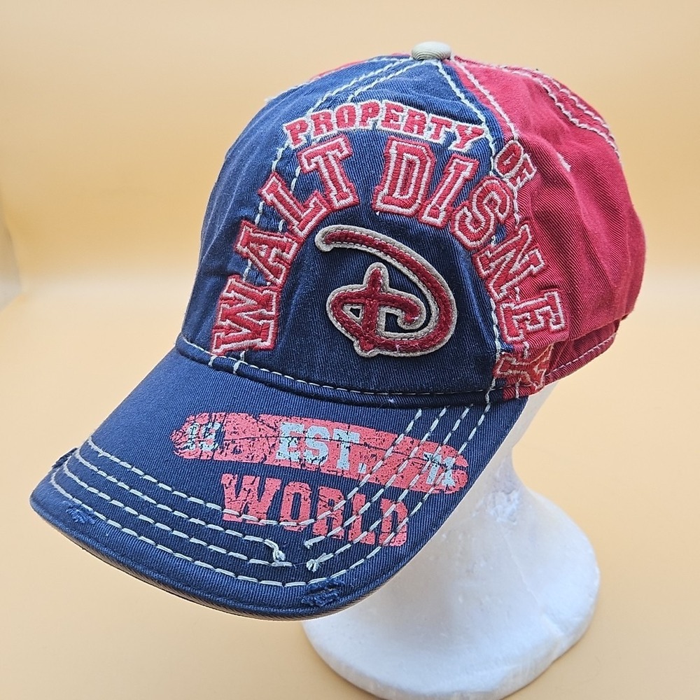 Disney Parks Hat Cap Embroidered‎ Spell Out Distressed Look Adjustable Baseball